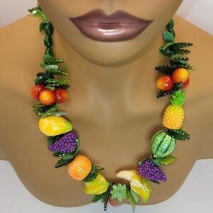 Fruit-Salad Colorful Chunky Statement Necklace